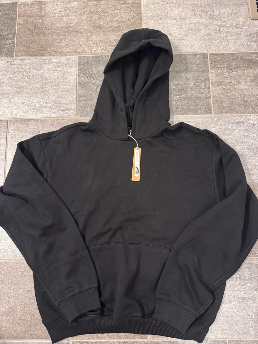 Skims cotton fleece Classic Black Pullover Hoodie, onyx, large, new